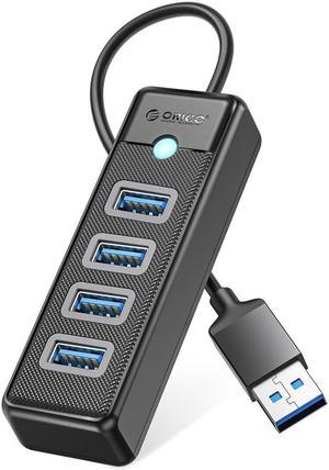 4-Port USB HUB 3.0, ORICO USB Splitter for Laptop with 0.5ft Cable, Multi USB Port Expander, Fast Data Transfer Compatible with Mac OS 10.X and Above, Linux, Android-Black