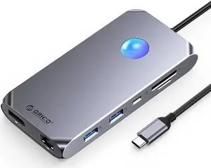 ORICO USB C 12in1Docking Station With RGB, USB C to 4K60Hz Dual HDMI-Compatible-compatible, DP 1.4  4K/60Hz , 100W PD Hub SD/TF 3.5mm for Laptop Macbook Pro