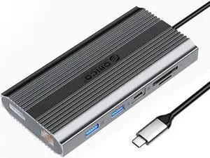 ORICO 12in1 USB C Dock,USB C Type C to HDMI-Compatible-compatible 4K30Hz, DP 1.4 4K/60Hz, PD100W USB3.0 RJ45 SD Card Reader Docking Station for MacBook Pro Gamer