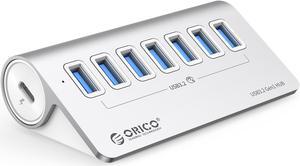 ORICO Aluminum 7 Port USB 3.2 Hub  [5Gbps]  Power Supply Port, USB-A to USB-C 3.3Ft Cable , USB Splitter for iMac, All MacBooks, Mac Mini