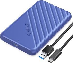 ORICO 2.5 inch External Hard Drive Enclosure USB-C to SATAIII 6Gbps HDD SSD Storage Case for 7mm 9.5mm SATA HDD SSD Max 6TB Support UASP protocols and TRIM Blue