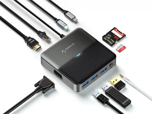 ORICO 10 in 1 Laptop Docking Station with HDMI-Compatible 4K30Hz, VGA, 3 USB Port, PD 100W, SD&TF, 3.5mm Audio, Gigabit Ethernet Type C Multiport Adapter for Windows Mac ORICO 10 in 1 Laptop Docking Station with HDMI-Compatible 4K30Hz, VGA, 3 USB Port, PD 100W, SD&TF, 3.5mm Audio, Gigabit Ethernet Type C Multiport Adapter for Windows Mac