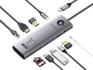 ORICO 11-in-1 10Gbps USB C Docking Station with USB 3.0 Type C 10Gbps 4K60Hz HDMI, 100W Power Delivery, 1000M RJ45 SD/TF Card Reader 3mm Audio Port Data Ports USB C Dock for MacBook Air, MacBook Pro ORICO 11-in-1 10Gbps USB C Docking Station with USB 3.0 Type C 10Gbps 4K60Hz HDMI, 100W Power Delivery, 1000M RJ45 SD/TF Card Reader 3mm Audio Port Data Ports USB C Dock for MacBook Air, MacBook Pro