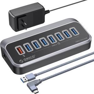 ORICO USB Hub 3.0 7 Ports USB Hub Splitter [5Gbps] with 7 USB 3.0 Data Ports, 12V3A Power Adapter with 3.3ft C to C cable, USB A Adapter for MacBook Accessories