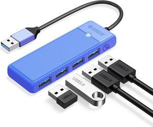 ORICO 4-Port USB 3.0 Hub, Ultra-Slim Data USB Hub with 0.5ft Extended Cable for Windows,XP, Vista ,Windows, Linux and Mac Desktop or Laptop -Blue