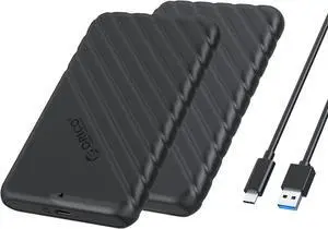 ORICO 2 Packs 2.5 inch External Hard Drive Enclosure USB-C to SATAIII 6Gbps HDD SSD Storage Case for 7mm 9.5mm SATA HDD SSD Max 6TB Support UASP protocols and TRIM