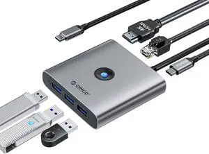 ORICO 6 in 1 Laptop Docking Station with HDMI-Compatible 4K30Hz, 3 USB A Port, PD 100W, 2.5G Gigabit Ethernet Type C Multiport Adapter for Windows Mac ORICO 6 in 1 Laptop Docking Station with HDMI-Compatible 4K30Hz, 3 USB A Port, PD 100W, 2.5G Gigabit Ethernet Type C Multiport Adapter for Windows Mac