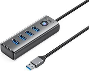 ORICO 4-Port USB 3.0 Hub, 5Gbps Ultra-Slim Data USB Hub with 3.3ft Extended Cable for Laptop,Cellphone ,Grey