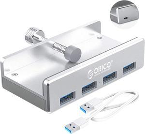 ORICO Powered USB Hub With 4 USB 3.0 Ports, Compact Space-Saving Mountable with Extra Power Supply Port and 4.92ft USB Data Cable, Ultra-Portable USB Expander for MacBook Air/Laptop/PC-Aluminum