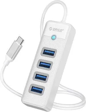 ORICO USB C to 4 Ports USB 3.0 HUB with 1.65ft Extended Cable 5Gbps High Speed Multi Type C Splitter Ultra-Slim OTG Adapter For PC Computer Accessories Macbook Pro Pik  4 USB 3.0 50cm USB C White 4 US