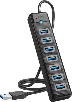 ORICO 7-Port USB 3.0 HUB, Ultra-Slim Data USB Hub with 1.65ft Extended Cable for Windows,XP, Vista ,Windows, Linux and Mac Desktop or Laptop -Black