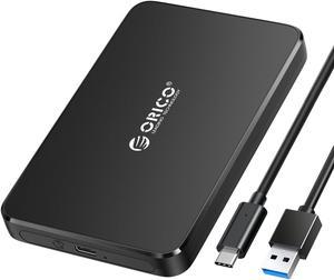 ORICO 2.5 Inch Hard Drive Enclosure USB C, 6Gbps USB 3.1 Gen 1 External SATA Drive Case for 2.5inch 9.5mm 7mm SSD HDD Up to 6TB, Tool Free UASP Black