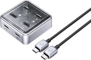 ORICO 4 in 1 USB Hub 10Gbps with 4 USB C Ports, USB 3.2 Gen 2 Hub with 1.64ft USB-C Cable USB Powered Splitter for iMac, All MacBooks, Mac Mini(Zinc Alloy)