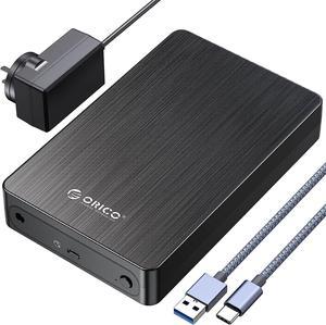 ORICO 3.5''Hard Drive Enclosure USB C 3.1 to SATA 6Gbps for 2.5/3.5 SSD HDD Computer External Hard Drive Enclosure Up to 18TB with UASP Tool-free-HM35C3