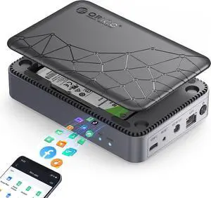 ORICO Networkable Hard Drive Enclosure for 2.5" SATA HDD/SSD, Family Storage Space and Private Cloud, APP-Connect & VPN Global Access, Smart Backup, Magnetic Lid Connection, CD2510(diskless)