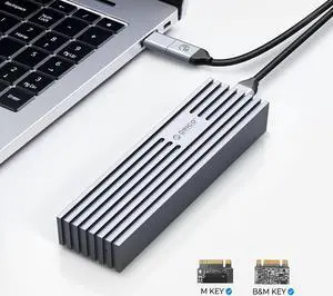 ORICO M.2 NVMe SSD Enclosure to USB-C PCIe Adapter 10Gbps USB3.2 Gen2 for NVMe M-Key/M+B Key SSD 2230/2242/2260/2280, Aluminum M2 SSD Case(Cooling Vest, UASP, Trim) - Gray