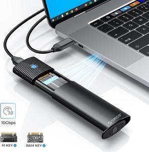 ORICO Aluminum M.2 NVMe SSD Enclosure, Tool-Free 10Gbps USB C Adapter, USB 3.2 M.2 NVMe Reader, External SSD Case Thunderbolt 3 Compatible, Supports 4TB 2230/2242/2260/2280 PCIe M-Key SSDs-PWM2-BK