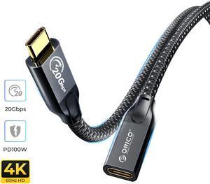ORICO Type C Extension Cable 3.3ft 20Gbps Data Transfer Fast Charge 100W HD 4K @60Hz Braided Type C Cord Male to Female for MacBook Pro 2020, iPad Pro 2020, iPad Air 4, Galaxy S20, and More