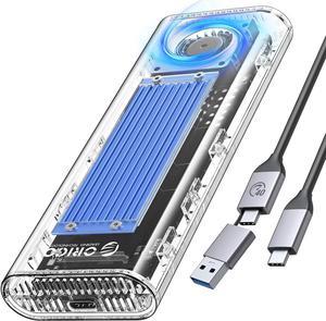 ORICO 40Gbps M.2 NVMe SSD Enclosure & Built-in Cooling Fan, Tool-Free External SSD Enclosure M.2 SSD Case, Support 2230 2242 2260 2280(only M Key), Compatible with Thunderbolt 3/4 USB4/3.2/3.1/3.0/2.0