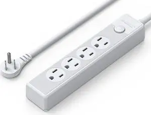 ORICO Flat Plug Power Strip with 4 Widely Outlets 5 Ft Extension Cord, Multiple outlets for Indoor Home Office, Dorm Room Essentials White 4 AC 5ft