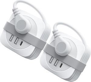 ORICO 2 Pack Travel Power Strip with USB C Ports, Small Extension Cord 3 USB Ports 2 Outlets 3.7 Ft Wrapped Around, Compact and Portable Travel Essentials Cruise Ship Accessories Must Haves, White