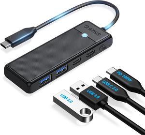 ORICO Type C to 4-Port USB 3.0 Hub, 2 USB A+2 USB C , Ultra-Slim Data USB Hub with Extended Cable for Windows,XP, Vista ,Windows, Linux and Mac Desktop or Laptop -Black