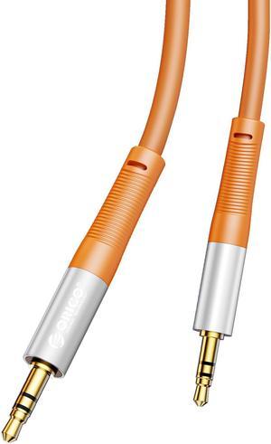 ORICO 3.5mm Aux Cable Jack Audio Cord Male to Male Hi-Fi Sound Liquid Silicone for Headphones iPhone Speaker Car iPad 0.5ft Straight-Orange