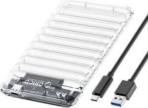 2 Packs ORICO 2.5'' External Hard Drive Enclosure USB 3.0 to SATA III Tool-Free Clear Hard Disk Case for 2.5 inch 7mm 9.5mm SATA HDD SSD Max 6TB Support UASP(2139U3) USB 3.1