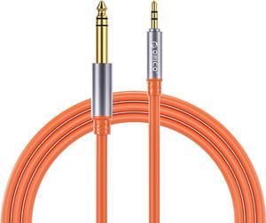 ORICO 3.5mm to 6.35mm Audio Cable 1/8 to 1/4 Stereo Cable Aux Cord Hi-Fi Sound Liquid Silicone for Guitar Amplifiers Laptop 10ft Straight-Orange