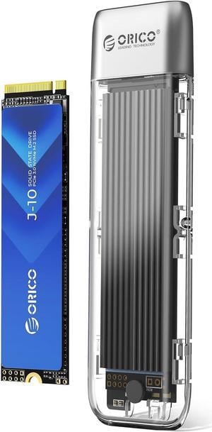 ORICO 512GB DIY Portable SSD - Up to 1000MB/s - USB-C, J10 256GB Gen 3x4 SSD with 10Gbps USB 3.2 Type-C to M.2 SSD Enclosure for NVMe M.2(M-Key/B+M-Key) SSD-TXM2M
