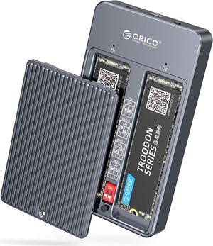 ORICO Dual Bay M.2 SATA SSD Enclosure RAID with PM/Raid0/Raid1/JBOD Mode,USB3.1 Gen2 Type C 10Gbps B-Key/B+M Key Solid State Drive Case Adapter for SSD Size 2230/2242/2260/2280 Support UASP-M2N210