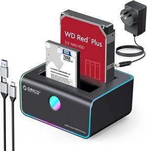 ORICO 2.5" 3.5" RGB Hard Drive Docking Station Offline Clone USB 3.2 to SATA HDD SSD Hard Drive Dock Duplicator up to 36TB with UASP [Support Both USB-C and USB-A ]