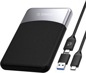 ORICO 128GB External SSD Up to 500MB/s USB 3.2 Gen 1 Type-C 5Gbps Solid State Drive Portable SSD with 2 in 1 Cable-Taichi Black