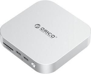 ORICO MiniLink 40Gbps USB Hub for Mac Mini M4/M2/M1 - 7-in-1 Aluminum Docking Station with Dual M.2 NVMe SSD Enclosure, 10Gbps USB-A Ports, SD 4.0/TF Card Reader, Thunderbolt 4 Compatible
