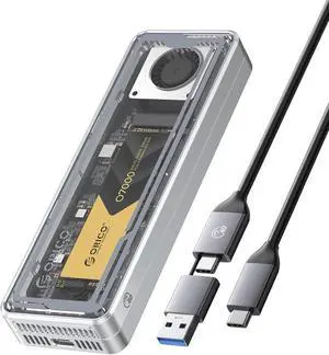 ORICO 40Gbps M.2 NVMe SSD Enclosure with Cooling Fan, Tool-Free Installation Aluminum Crystal NVMe Case, Support 2280 M2 Solid State Drive, Compatible with Thunderbolt 3/4 USB4/3.2/3.1/3.0