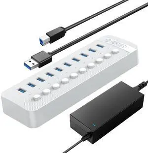 USB 3.0 Hub ORICO Powered 10 Ports USB Data Hub with Individual Switches and Indicator, 12V Power Adapter Support BC1.2 Charging, USB Extension for iMac Pro, MacBook Air/Mini, PS4, Surface Pro, PC USB 3.0 Hub ORICO Powered 10 Ports USB Data Hub with Individual Switches and Indicator, 12V Power Adapter Support BC1.2 Charging, USB Extension for iMac Pro, MacBook Air/Mini, PS4, Surface Pro, PC