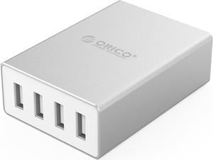 ORICO ASK-4U-US 4-Port USB Desktop Charger Ports  with Fast Charging Technology for iPhone 7/7Puls/6S/6S P/5SE/iPad/LG /Samsung/HTC/Nexus and More - Sliver