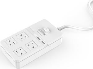 ORICO 4 AC Outlet Home/Office Surge Protector with 2 Port 5V2.4A USB Super Charger for iPhone, iPad, Samsung Galaxy S6 / S6 Edge, Nexus,  Motorola, LG and More, 1875W Power Output - White(SPT-S4U2)