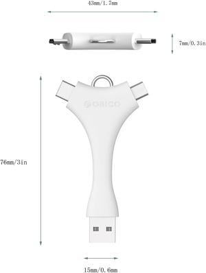 ORICO C1 Dual Port Portable Sync & Charge Micro B + Type-C Data Cable for Xiaomi HUAWEI Samsung etc With Key Ring