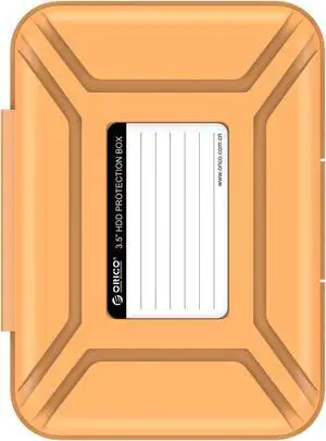 ORICO 3.5-inch HDD Protector, Ultimate Villa For 3.5" Hard Disk Drive , 3.5 Inch Protective Box/Storage Case, Anti-Static/Anti-Drop/Anti-Shake/Water Resistant/Dust Resistant Case - Orange (PHX-35)