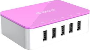 ORICO 40W 5-Port USB Charger 2 x 5V2.4A Super Charger & 3 x 5V1A Regular Ports OTG to Android or Windows Smartphones, Tablets, iPhone, iPad - Pink (CST-5U)