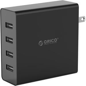 ORICO 4 Port USB Wall Charger for Smartphones and Tablets 5V2.4A*4  6A 30W Total Output  -Black  (DCW-4U-US)