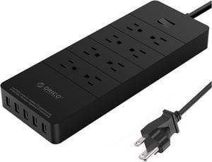 ORICO 8 Outlet Power Strip Built-in 5 Ft. Cord, 5 USB Intelligence Charging Ports for Home & Office  iPhone 7/7Puls/6S/6S P , iPad, Samsung Galaxy S6 /S6 Edge, Nexus and More - Black (HPC-8A5U)