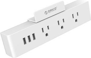 ORICO Wall Mount 3 Outlets Power Strip 3 USB Charging Ports with Phone Holder Stand 5-foot Heavy Duty Extension Cord for Home, Office, Travel and Business -White