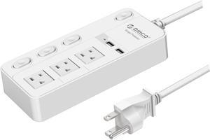 ORICO Compact Power Strip 3 Outlets 2 USB Ports Charging Station with Individual On/Off Switches for iphone7,6s,Plus,iPad, Home, Office, Travel and Business  - White