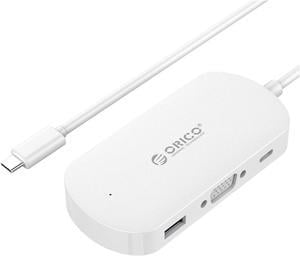 ORICO Type-C USB3.0 Hub with VGA Adapter,USB3.0 Type-C to VGA / USB3.0 Type-A / USB3.1 Type-C Adapter with PD Function for Windows XP, Vista, 7, 8, 8.1, 10, Mac OS and Linux -White