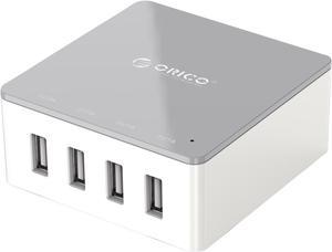ORICO Electrical 5 Port Desktop USB Charger Green with 2 Prong Power Cord 30W Power Output for Tablet iPhone , iPad Air,iPad Pro, Galaxy, Pixel [CSK-4U] GRAY