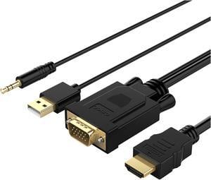 ORICO  VGA Cables VGA to HDMI-Compatible Adapter with 3.5mm Audio, Output 1080P VGA Male to HDMI-Compatible Female Audio Video Cable Converter Adapter,for HDTV/AV/HDTV, Supply a Free USB POWER Port