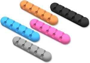 Orico Cable Clips 5 Colors Pack 5 Slots Cable Organizer Silicone USB Cable Winder Desktop Tidy Management Clips Cable Holder for Mouse Headphone Wire Organizer