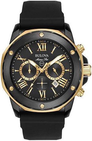 Bulova Marine Star Chronograph Mens Gold Plated Stainless Steel Watch 98B278